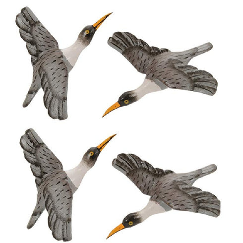 Wooden Pigeon Showpiece (17 cm x 16 cm x 4 cm, Grey & White, Pack of 2)